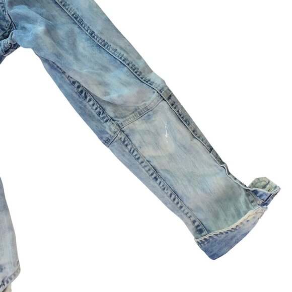 Akoo Distressed Denim Button-Up Shirt With Chest Pockets & Stitch Detail L - Picture 14 of 16